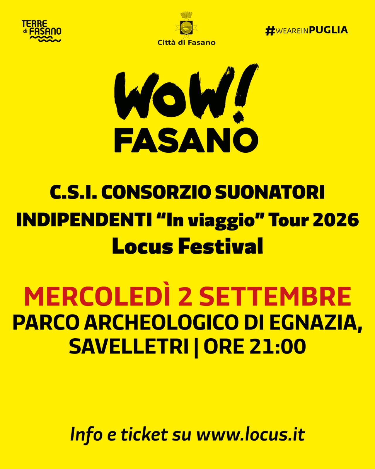 C.S.I. CONSORZIO SUONATORI INDIPENDENTI �IN VIAGGIO� TOUR 2026